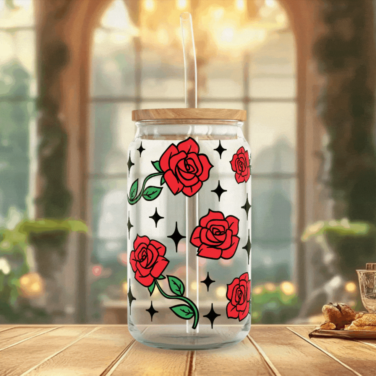 Canette Rose Eternelle inspirée de la Belle et le Bête